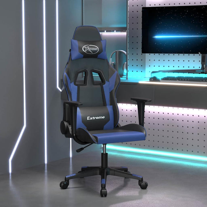 gamingstol kunstlæder sort og blå