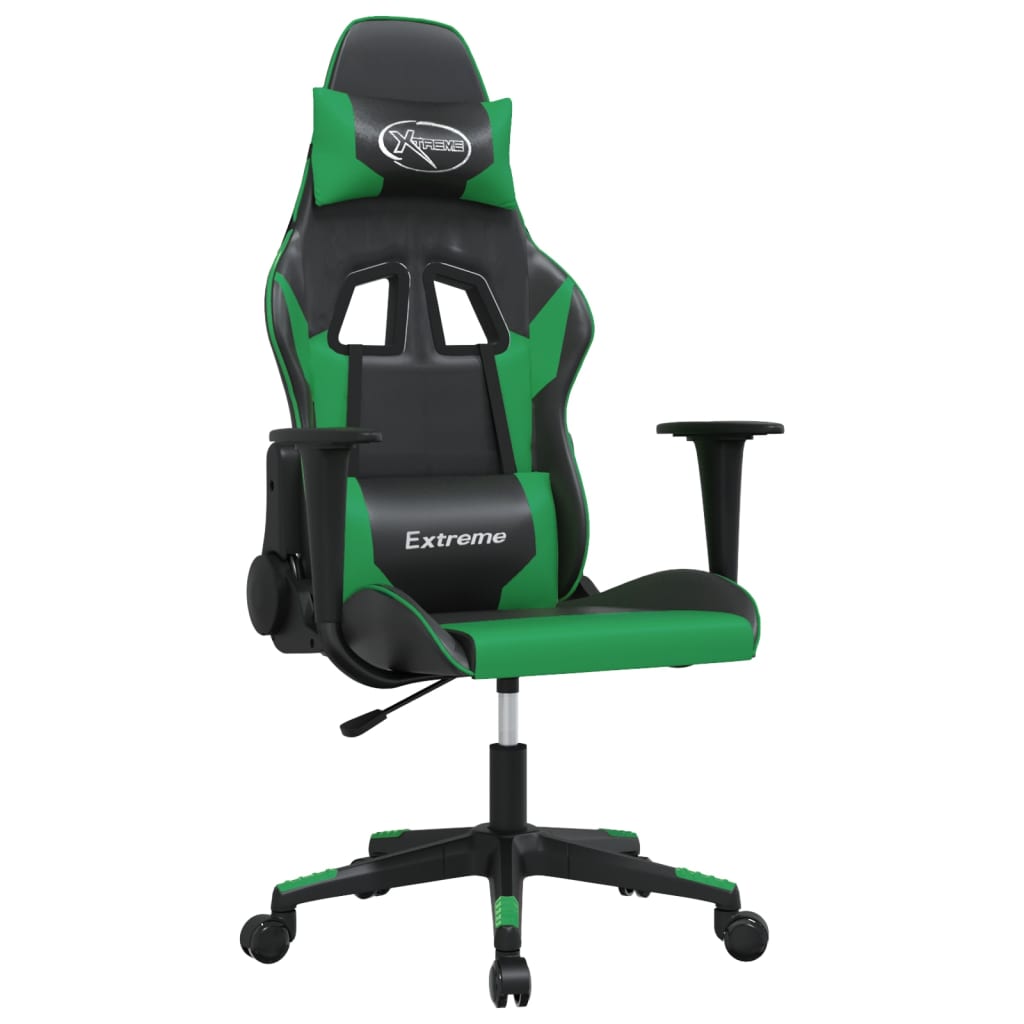 gamingstol kunstlæder sort og grøn