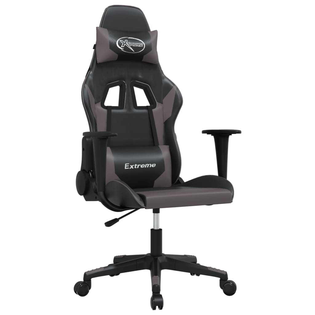 gamingstol kunstlæder sort og grå