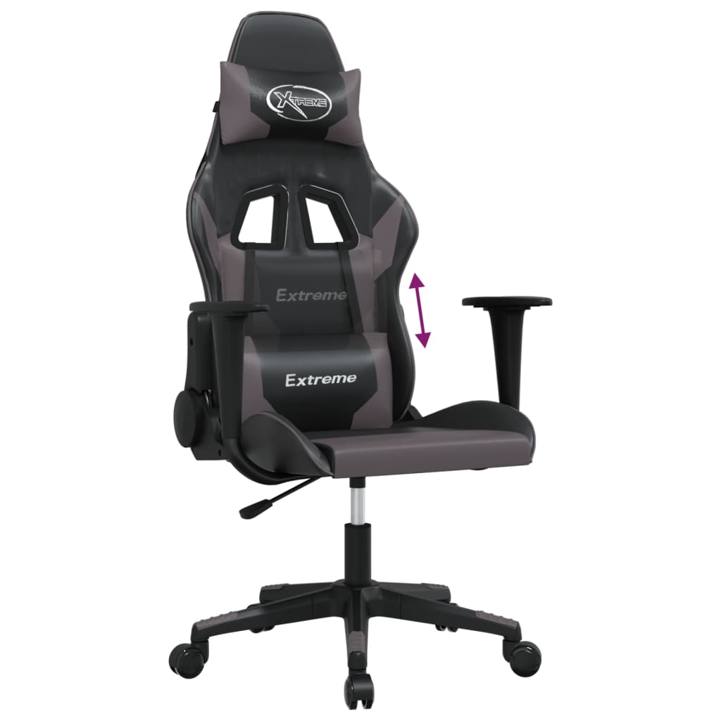 gamingstol kunstlæder sort og grå