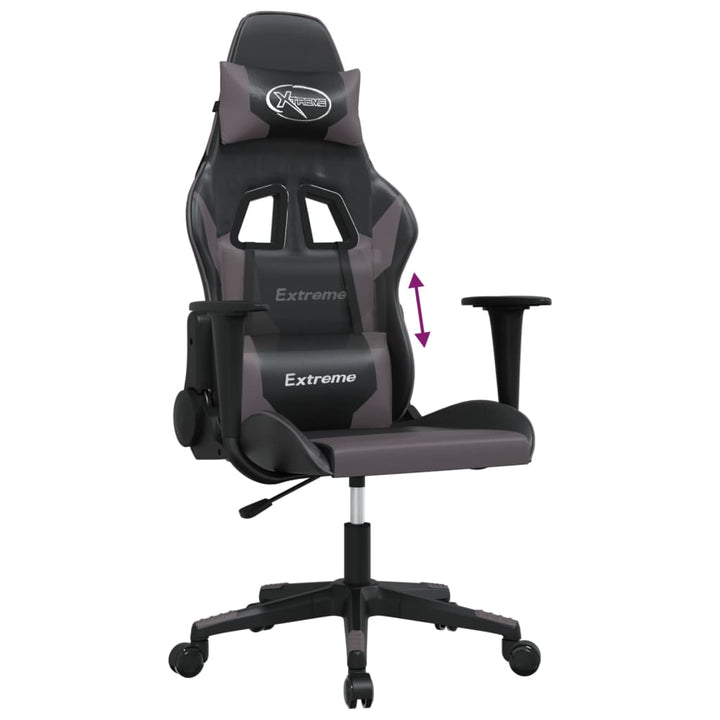 gamingstol kunstlæder sort og grå