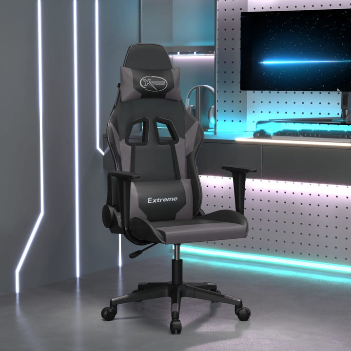 gamingstol kunstlæder sort og grå
