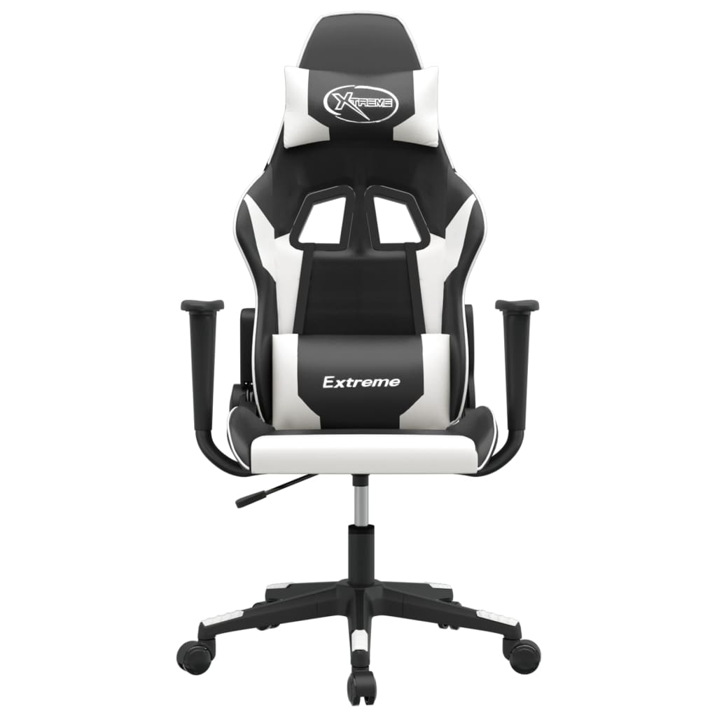 gamingstol kunstlæder sort og hvid