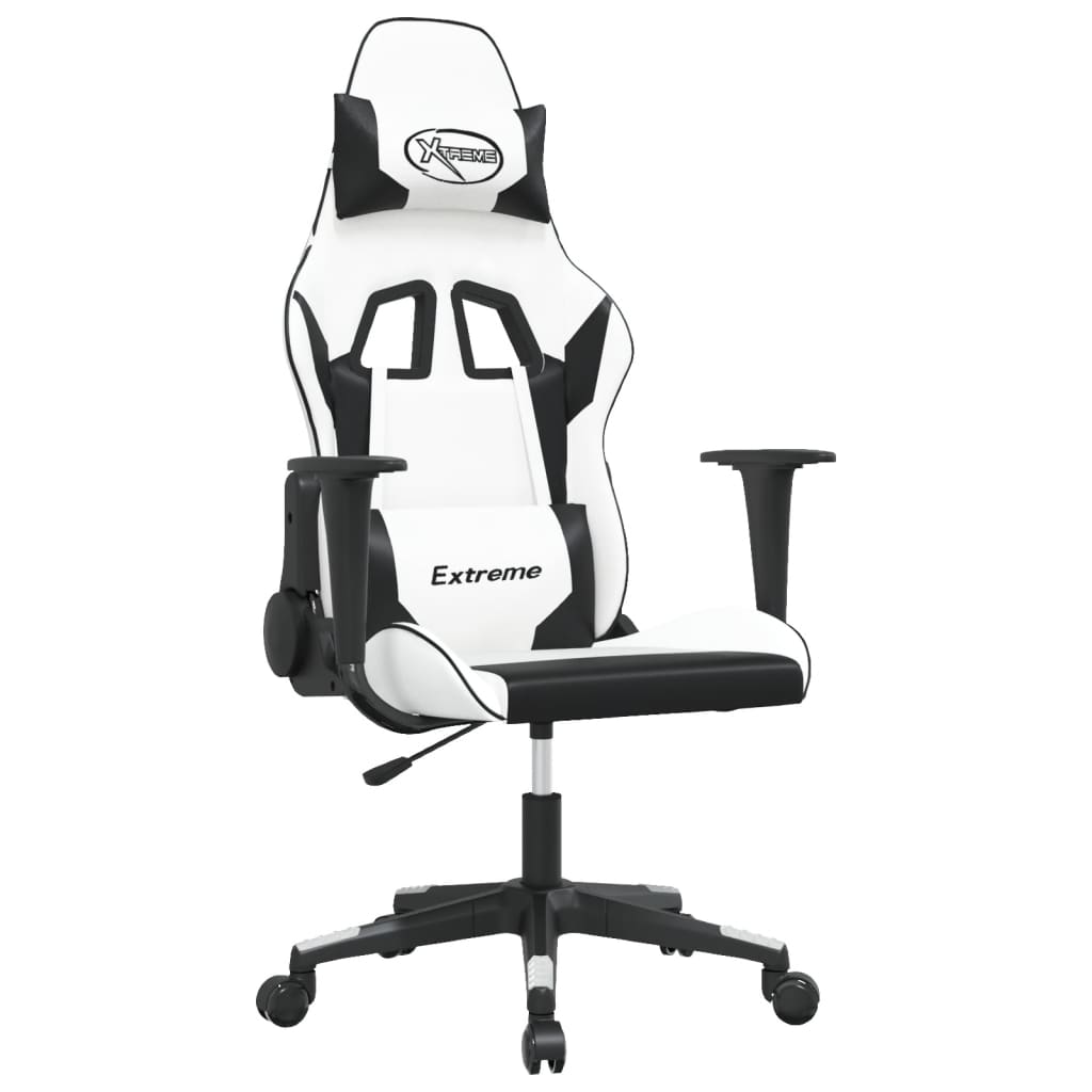 gamingstol kunstlæder hvid og sort