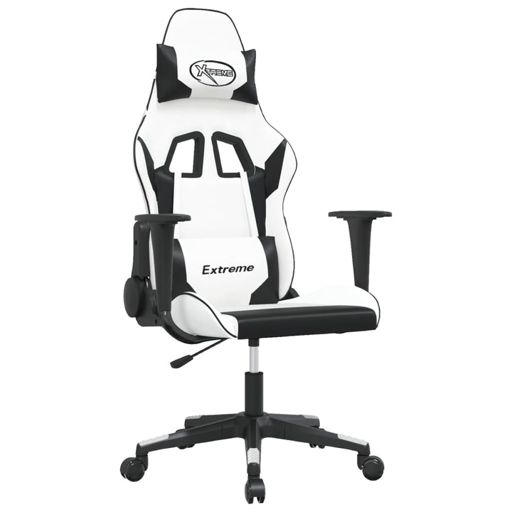 gamingstol kunstlæder hvid og sort
