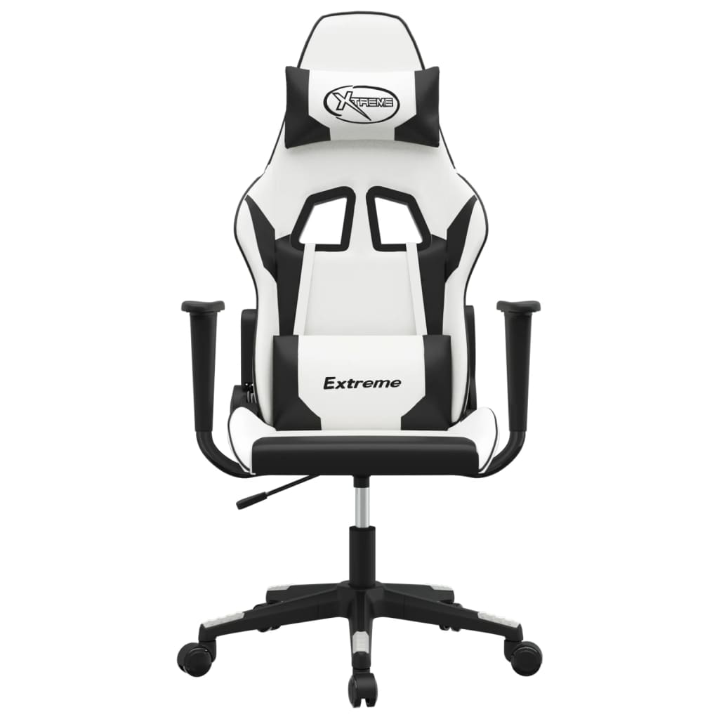 gamingstol kunstlæder hvid og sort
