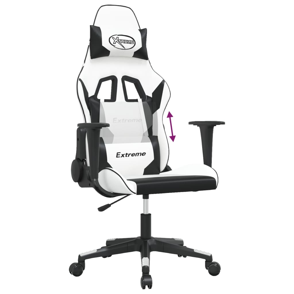 gamingstol kunstlæder hvid og sort