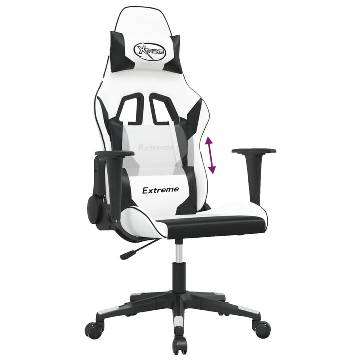 gamingstol kunstlæder hvid og sort