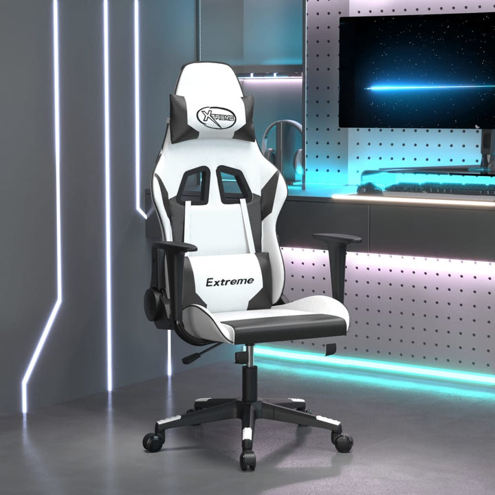 gamingstol kunstlæder hvid og sort