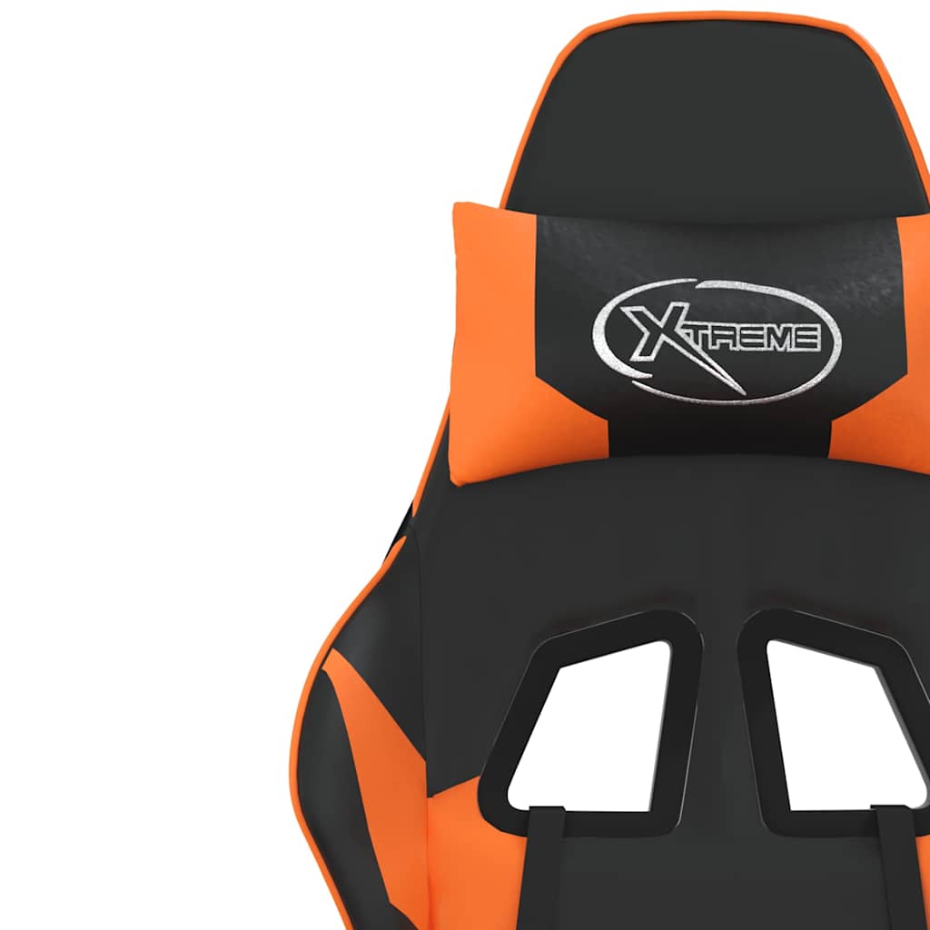 gamingstol med fodstøtte kunstlæder sort og orange