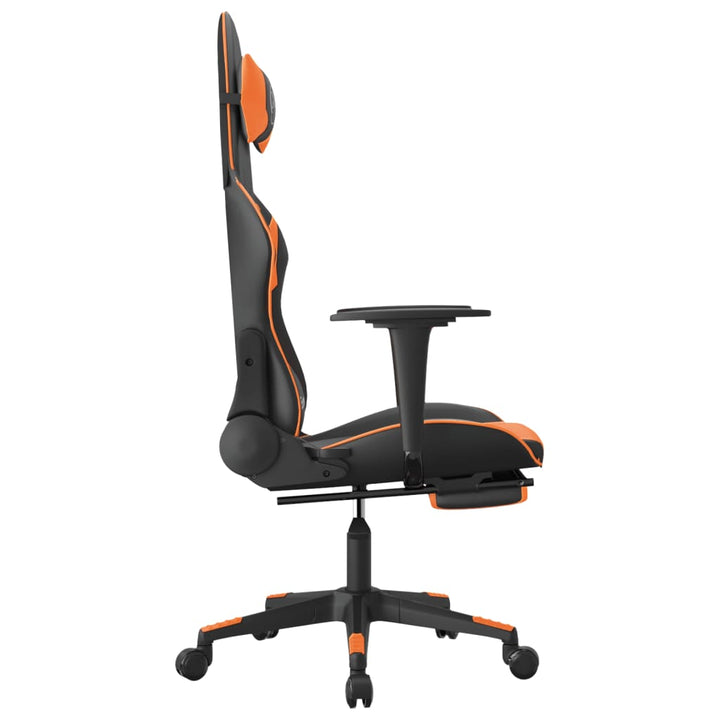 gamingstol med fodstøtte kunstlæder sort og orange