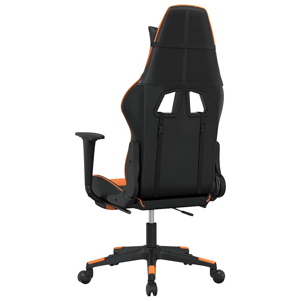 gamingstol med fodstøtte kunstlæder sort og orange