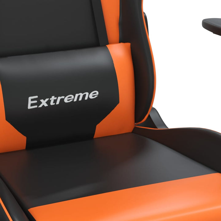 gamingstol med fodstøtte kunstlæder sort og orange