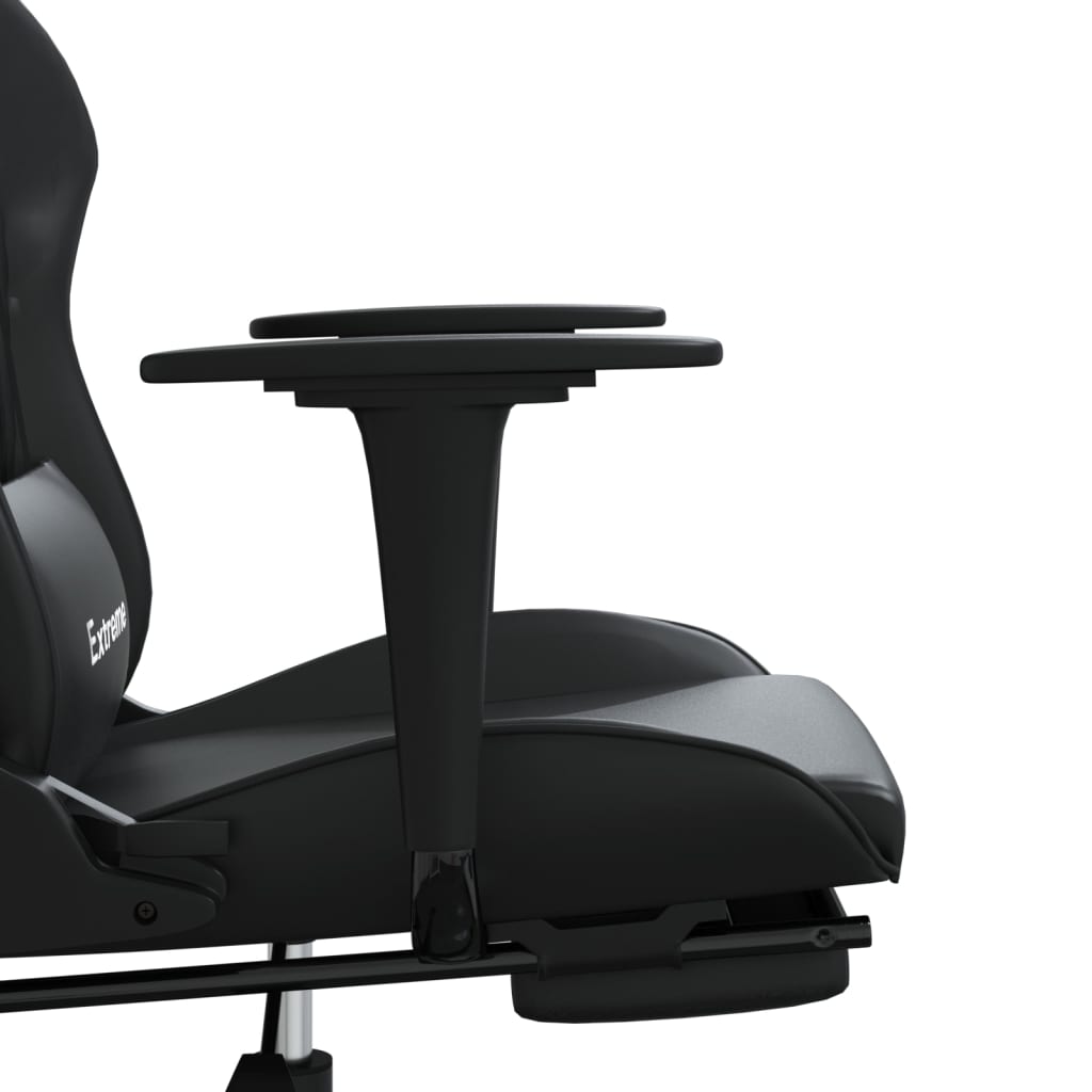 gamingstol med fodstøtte kunstlæder sort