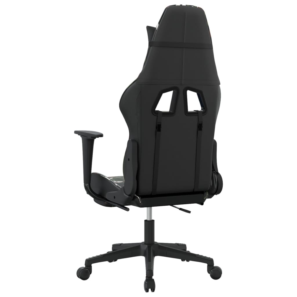 gamingstol med fodstøtte kunstlæder sort og camouflage