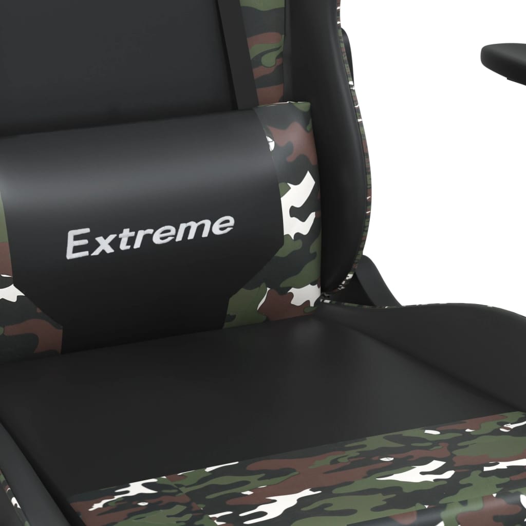 gamingstol med fodstøtte kunstlæder sort og camouflage