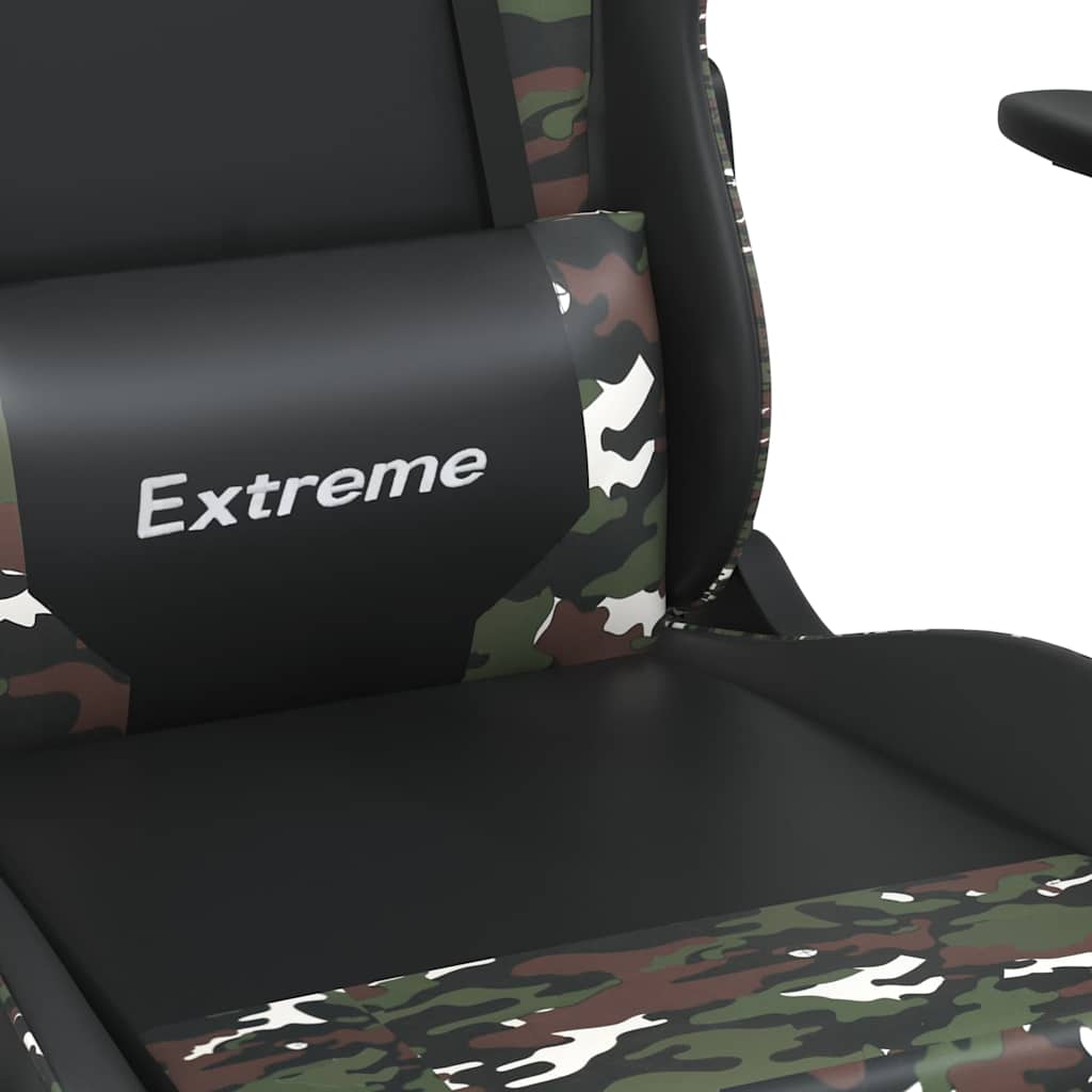 gamingstol med fodstøtte kunstlæder sort og camouflage