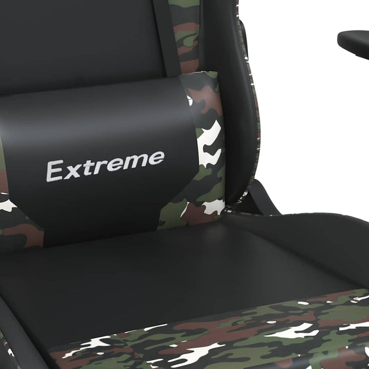 gamingstol med fodstøtte kunstlæder sort og camouflage