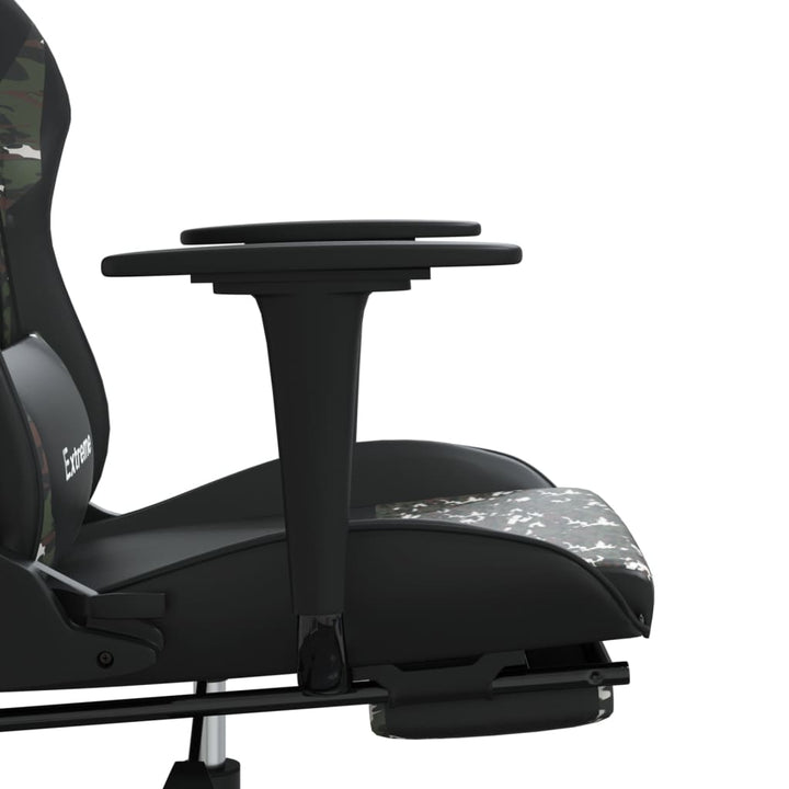 gamingstol med fodstøtte kunstlæder sort og camouflage