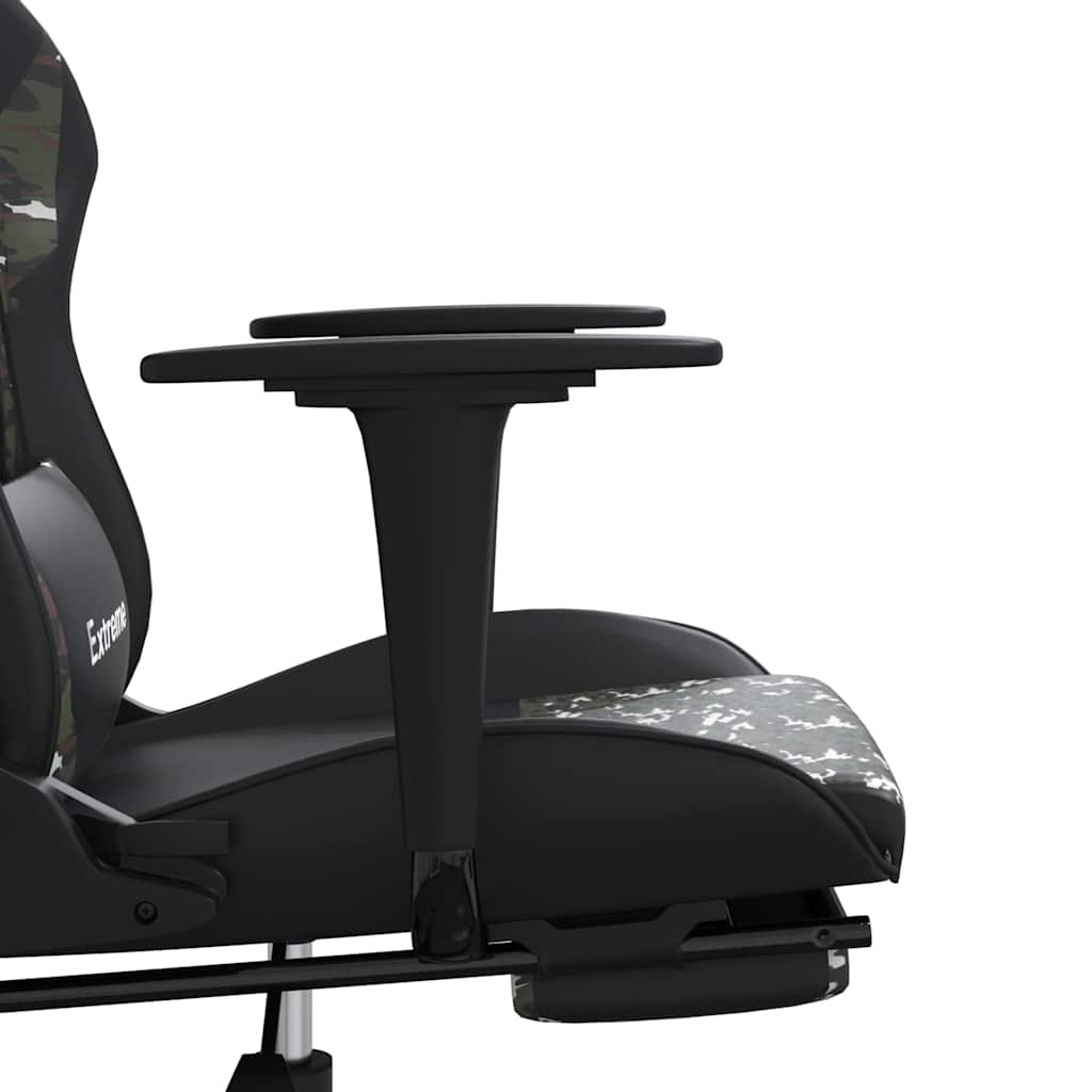 gamingstol med fodstøtte kunstlæder sort og camouflage