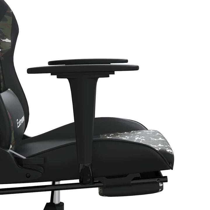 gamingstol med fodstøtte kunstlæder sort og camouflage
