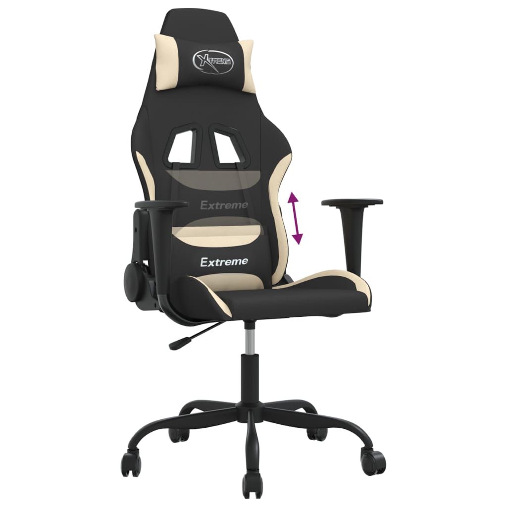 gamingstol stof sort og cremefarvet