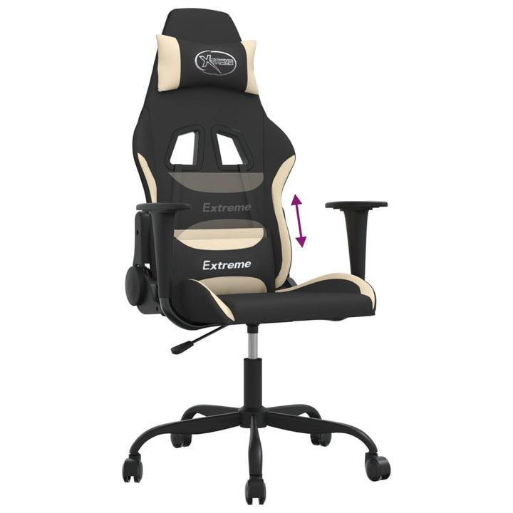 gamingstol stof sort og cremefarvet