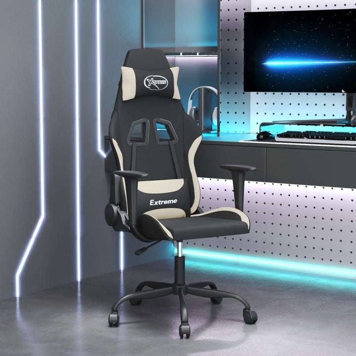 gamingstol stof sort og cremefarvet