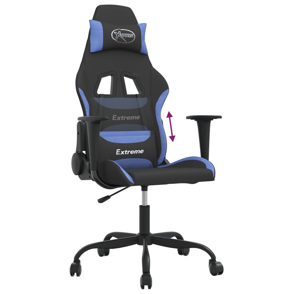 gamingstol stof sort og blå