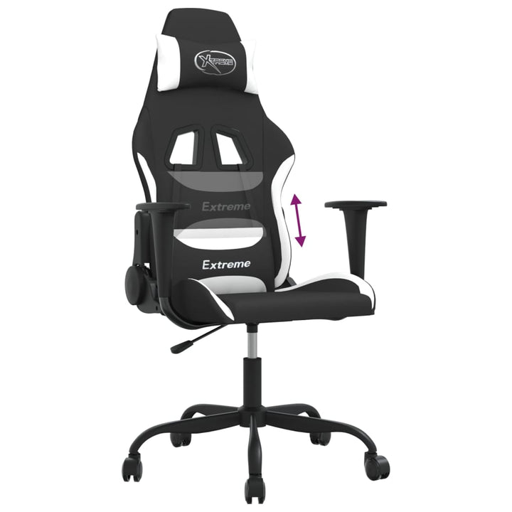 gamingstol stof sort og hvid