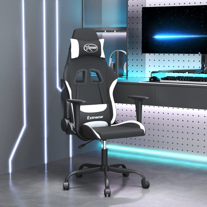 gamingstol stof sort og hvid