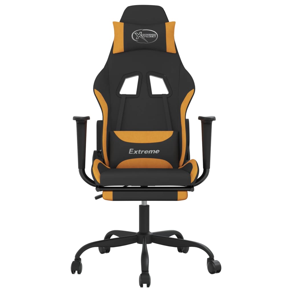 gamingstol med fodstøtte stof sort og orange