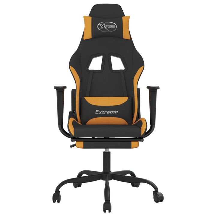 gamingstol med fodstøtte stof sort og orange