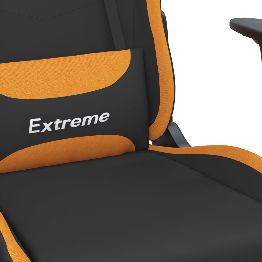 gamingstol med fodstøtte stof sort og orange