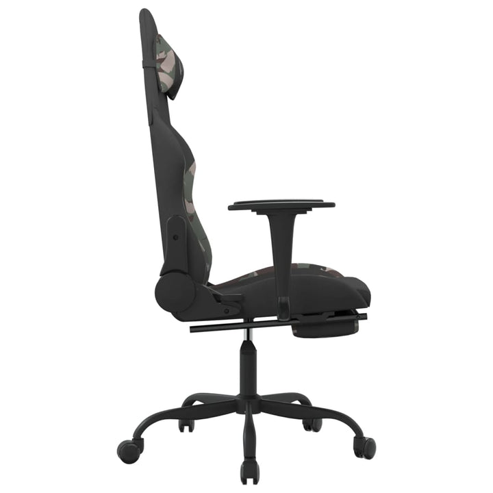 gamingstol med fodstøtte stof sort og camouflage