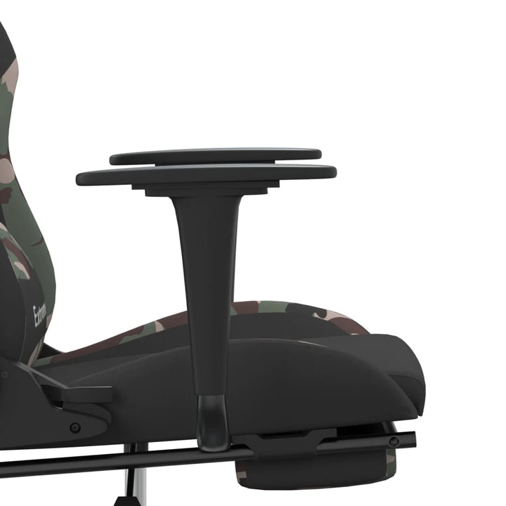gamingstol med fodstøtte stof sort og camouflage