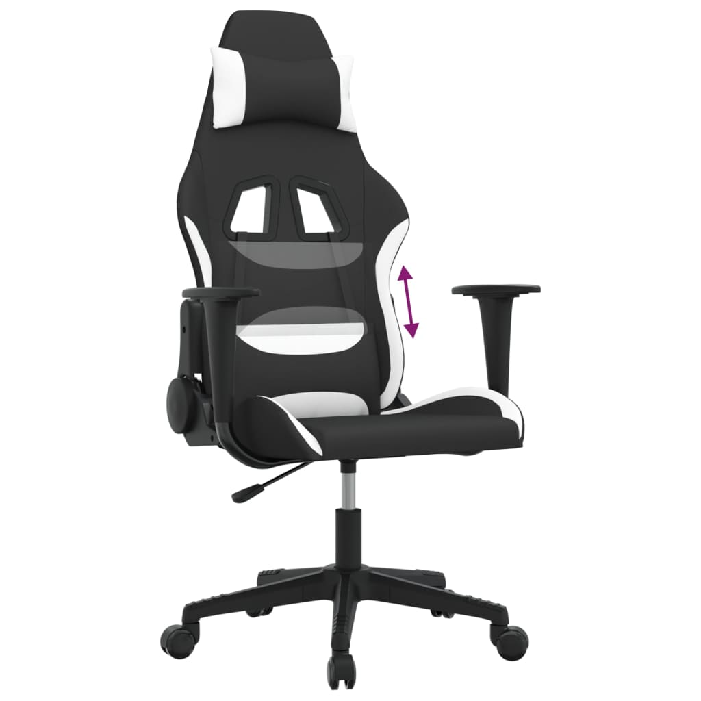 gamingstol stof sort og hvid