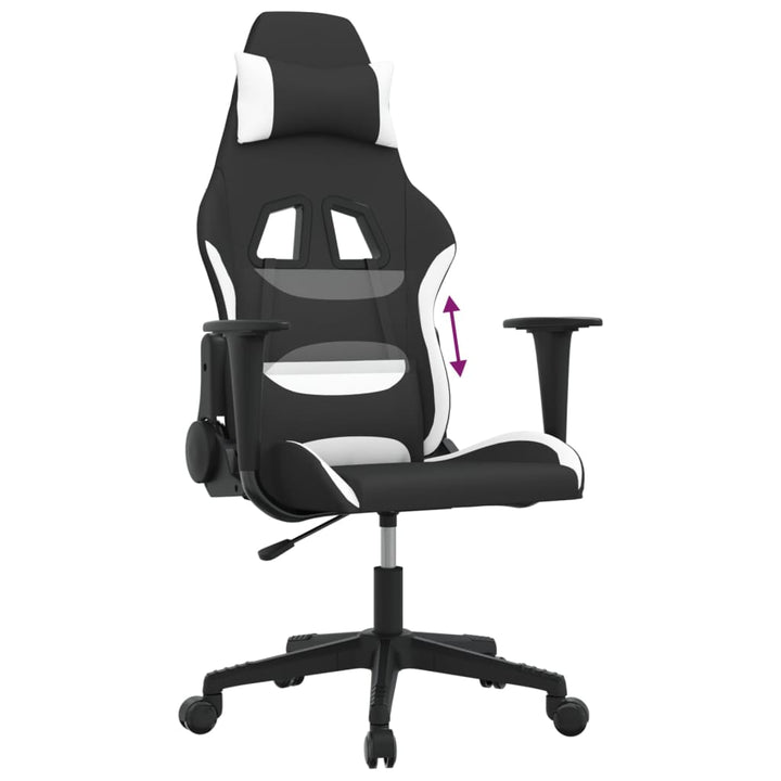 gamingstol stof sort og hvid