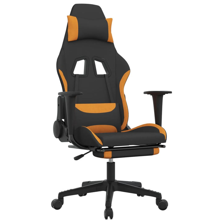 gamingstol med fodstøtte stof sort og orange