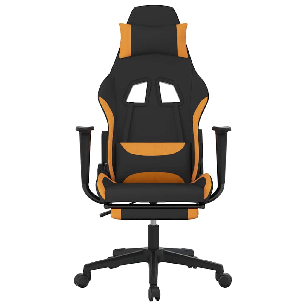gamingstol med fodstøtte stof sort og orange