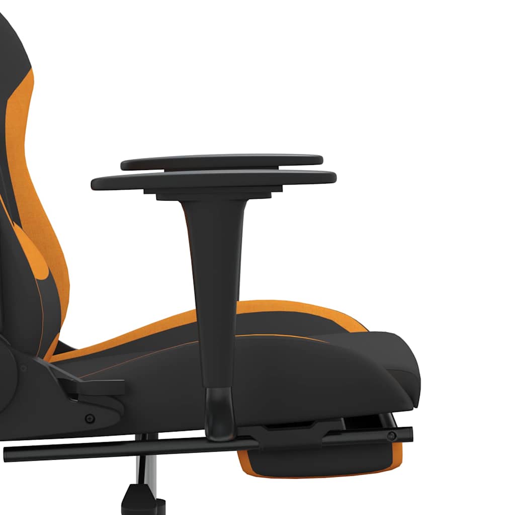 gamingstol med fodstøtte stof sort og orange
