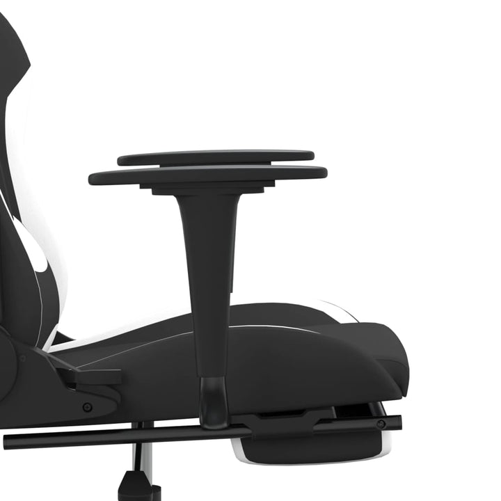 gamingstol med fodstøtte stof sort og hvid