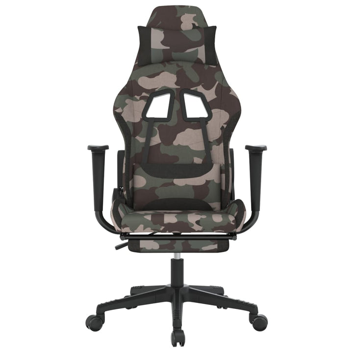 gamingstol med fodstøtte stof camouflage og sort