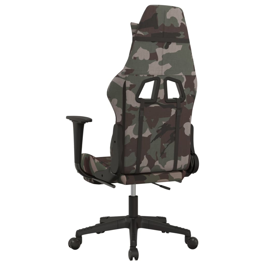 gamingstol med fodstøtte stof camouflage og sort