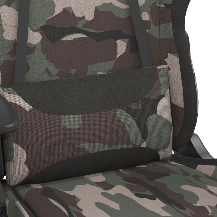 gamingstol med fodstøtte stof camouflage og sort