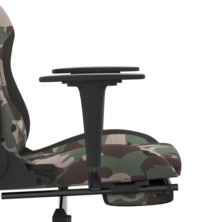 gamingstol med fodstøtte stof camouflage og sort