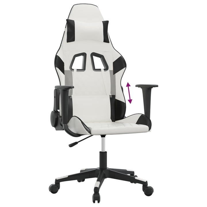 gamingstol kunstlæder hvid og sort