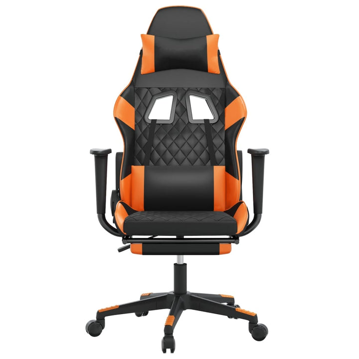 gamingstol med fodstøtte kunstlæder sort og orange