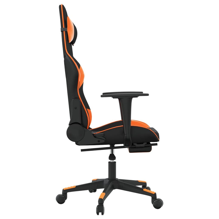 gamingstol med fodstøtte kunstlæder sort og orange