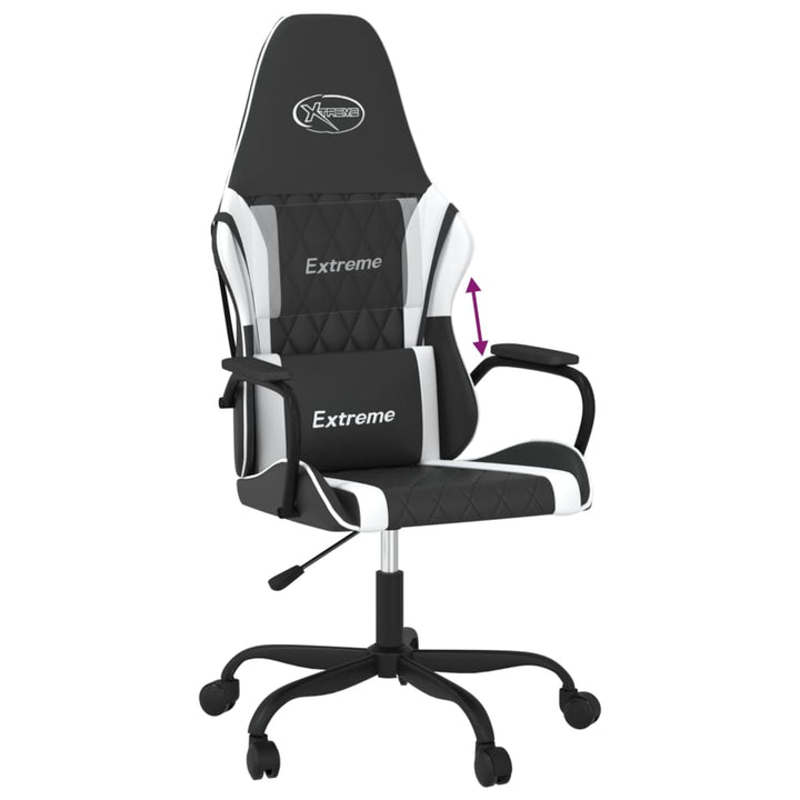 gamingstol kunstlæder sort og hvid